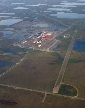 Aerial photo of the Kuparuk Camp.