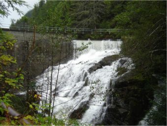 The old Whitman Lake Dam (Photo courtesy Alaska Energy Authority)