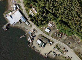 A satellite image of Kake, Alaska in the area of the gasoline release. (Courtesy ADEC)