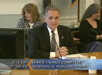 Sen. Kevin Meyer starts the Senate Finance Committee meeting reviewing the proposed LNG pipeline. (Image courtesy Gavel Alaska)