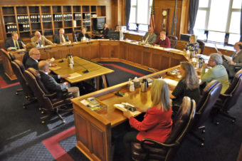 A tense mood turns jovial as the Alaska House Finance Committee prepares to adjourn after discussing Senate Bill 49 and House Bill 173; similar bills that would restrict Medicaid payment for abortions. (Photo by Skip Gray/Gavel Alaska)