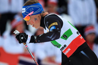 Kikkan Randall in the Women's 4x5K Relay 2013 FIS Nordic Ski World Championships in Val di Fiemme, Italy (Photo by Sarah Brunson/U.S. Ski Team)