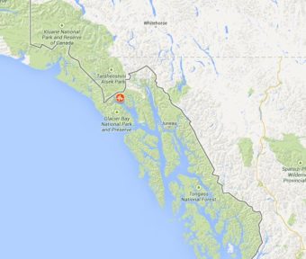 The epicenter was roughly 100 miles northwest of Juneau. (Map courtesy USGS/Google Public Alerts)
