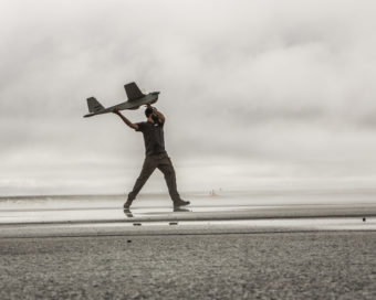 Pilot launches unmanned aircraft on North Slope. (Photo courtesy of BP)