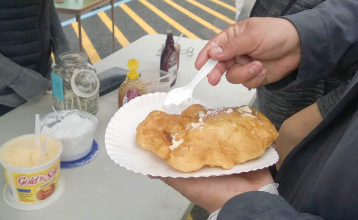 Fry bread with butter and sugar