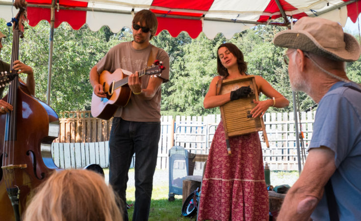 Members of Elephant Revival playing instruments