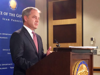 Alaska Governor Sean Parnell addresses the National Guard Bureau’s report on sexual assault in the Alaska National Guard. (Photo by Josh Edge/ APRN)
