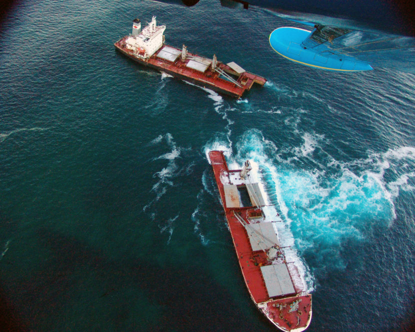 The Selendang Ayu broke apart a decade ago just off Unalaska Island. (Courtesy: USCG)