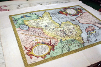 One of Dee Longenbaugh's maps at Observatory Books in 2016.