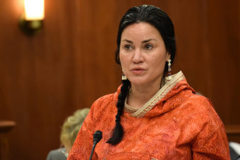 Sen. Lesil McGuire addresses the Alaska Senate, April 19, 2014. (Photo by Skip Gray/Gavel Alaska)
