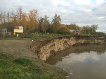 Approximately 50 feet of land that eroded from Mike Williams’ backyard. (Photo courtesy of Mike Williams)