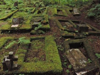 For the third time in the last seven weeks, vandals have pushed over dozens of headstones in Sitka’s Russian Orthodox Cemetery. Sitka Police are investigating. The first incident, pictured here, took place the weekend of September 12th. (Photo courtesy of Bob Sam)