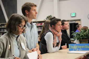 Summit STEM School supporters anxiously await the School Board's vote on the proposal, which came around 10:45 p.m. Tuesday. (Photo by Lisa Phu/KTOO)