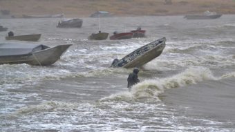 Storm surges against Toksook Bay on Oct. 1, 2015. (Photo courtesy of Jimmie Lincoln)