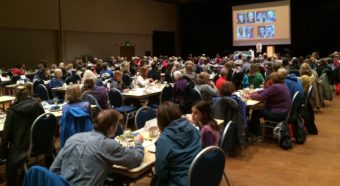 Keynote speaker Dr. Astrid Pujari spoke to a full Centennial Hall during this year's Cancer Connection Health Forum. (Photo courtesy Jim Strader/Bartlett Regional Hospital)