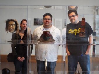 Haayk Foundation co-founders, from left, Kandi McGilton, Gavin Hudson and David R. Boxley visit the Museum of Northern British Columbia in Prince Rupert, British Columbia. (Photo courtesy of David Boxley)
