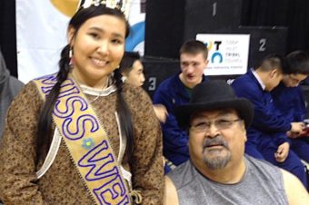 Big Bob Aiken and Miss WEIO 2014 Chanda Simon. (Photo courtesy of Miss World Eskimo Indian Olympics)