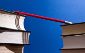 book stacks pencil bridge