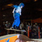 35 - Logan, catches air at the Downtown Rail Jam Dec. 19th. (Photo by Mikko Wilson/KTOO)