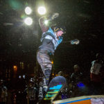45 - LaClair, balances down the box at the Downtown Rail Jam Dec. 19th. (Photo by Mikko Wilson/KTOO)