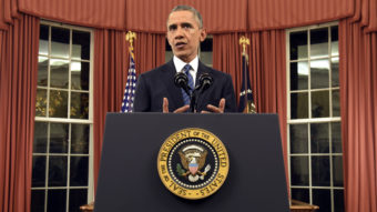 President Barack Obama addressed the nation from the Oval Office at the White House on Sunday night