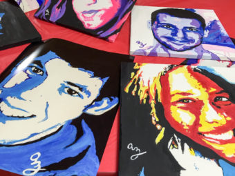 Art work by Anne Marie Zanfagna at the First Baptist Church of Plaistow on Dec. 20, in Plaistow, N.H. Tamara Keith/NPR