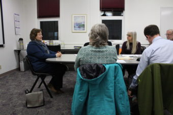 Barbara Sheinberg answers the Juneau Assembly's questions at her interview for the District 1 seat. (Photo by Elizabeth Jenkins/KTOO)