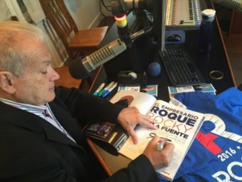 Though De La Fuente has picked up zero delegates, he seems undeterred. His campaign was sparked by the anti-immigrant rhetoric of Donald Trump (Photo by Emily Kwong/KCAW)
