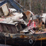 Excavators demolish the tug Challenger on March 7, 2016 (Photo by Mikko Wilson/KTOO)
