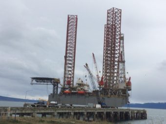 The Randolph Yost drill-rig in Homer. (Photo by Quinton Chandler/KBBI)