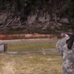 Cathy Tilton participates in the trap shooting event during the 19th Annual Legislative Team Shoot. (Photo by David Purdy/KTOO)