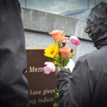 More than a hundred people gathered at Alaska Commercial Fishermen's Memorial May 7, 2016 for the Blessing of the Fleet in Juneau. (Photo by Jennifer Canfield/KTOO)