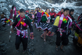 Each province represented at the festival used to carve out heavy chunks of ice from the glacier — symbol of water and life — to bring back to their communities. Sebastian Castañeda Vita