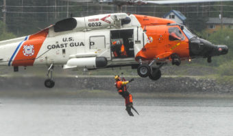 U.S. Coast Guard search & rescue demo at the 2016 Juneau Maritime Festival (Photo by David Purdy/KTOO)