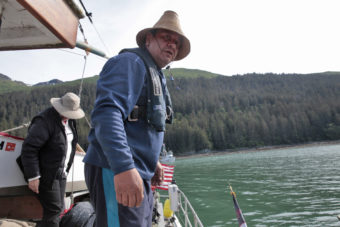 Doug Chilton, head of the One People Canoe Society loads a boat before finishing a paddle from Angoon to Juneau on Wednesday, June 8, 2016, near Juneau, Alaska. The society began the trip on June 2. Their landing on Douglas Island is the unofficial beginning of Celebration. (Photo by Rashah McChesney/KTOO)