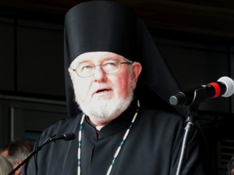 Right Reverend David Mahaffey, Bishop of Sitka and Alaska for the Russian Orthodox Church in America, speaks during the grand opening of the Father Andrew P. Kashevaroff Library, Archives and Museum on June 6, 2016.
