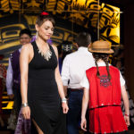 Models display the works of 18 Alaska Native designers at Celebration's first Native Fashion Show, sponsored by Sealaska Heritage Institute. Friday, June 10, 2016. (Photo by Annie Bartholomew/KTOO)