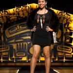 Models display the works of 18 Alaska Native designers at Celebration's first Native Fashion Show, sponsored by Sealaska Heritage Institute. Friday, June 10, 2016. (Photo by Annie Bartholomew/KTOO)