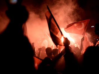 Pro-Erdogan supporters gather at Taksim square in Istanbul to support the government on July 16, 2016, following a failed coup attempt. Aris Messinis/AFP/Getty Images