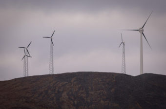 All of the wind turbines are fully repaired and now generating up to 30 percent of the city’s power. (File photo by Matthew F. Smith/ KNOM)