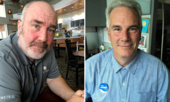 Thomas Lamb, left, is running against Sen. Lisa Murkowski in the Republican Primary. Bob Lochner, of Wasilla, is a Republican candidate for U.S. Senate. (Photos Liz Ruskin, APRN)