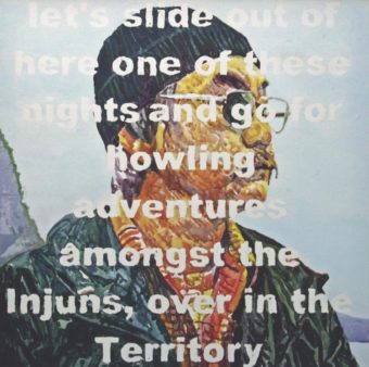 "Huck, Ron, and Me" an acrylic painting by Kesler Woodward. (Courtesy of Bunnell Street Arts Center)