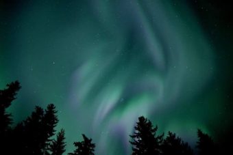 Northern lights on display over the Port Snettisham area south of Juneau early Sept. 29, 2016. They were visible across much of Southeast Alaska that night.