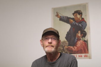 Bill Briggs is a Hillary Clinton supporter in St. Paul. (Photo by Zoe Sobel/Alaska’s Energy Desk)