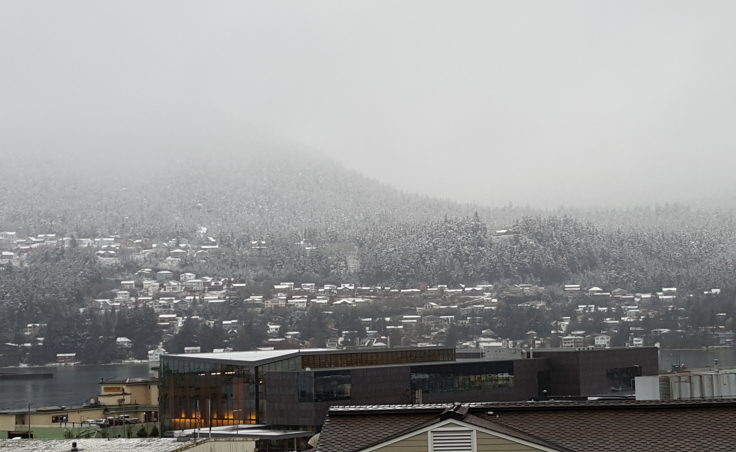 A view of Douglas Island from Downtown Juneau.