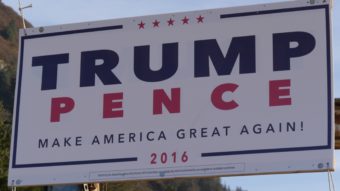 A Trump campaign sign posted in Juneau. (Photos by Quinton Chandler/KTOO)