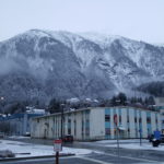Mount Juneau bears the recent Saturday, Dec. 3, 2016, snowfall that fell on Alaska's capital city about midday. (Photo by Tripp J Crouse/KTOO)
