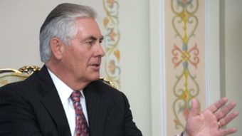 ExxonMobil CEO Rex Tillerson at a 2012 meeting with Russian president Vladmir Putin.