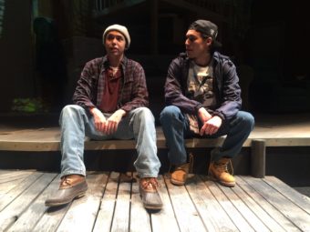 Kholan Studi and Skyler Ray-Benson Davis portray Edward and Nick, respectively in the Perseverance Theatre's production of "They Don't Talk Back." (Photo by Scott Burton/KTOO)