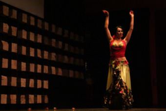 Rabia Duddy belly dances at a Turkish cultural event in Anchorage. (Photo by Zachariah Hughes/Alaska Public Media – Anchorage)